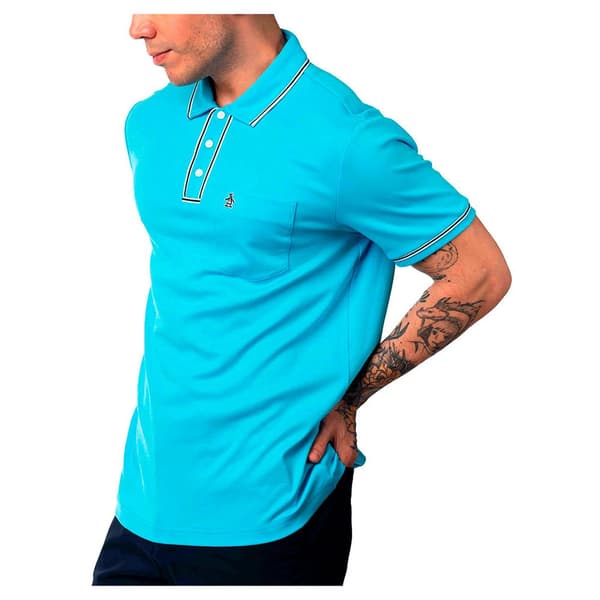 Original Penguin Earl Organic Interlock Kortärmad Polotröja Blå L Man