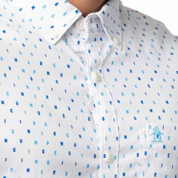 Original Penguin Eco Aop Logo Skjorta Med Långa ärmar Vit M Man