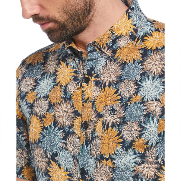 Original Penguin Linen Aop Floral Kortärmad Skjorta Flerfärgad M Man
