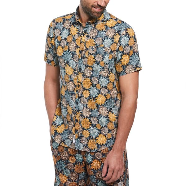 Original Penguin Linen Aop Floral Kortärmad Skjorta Flerfärgad M Man