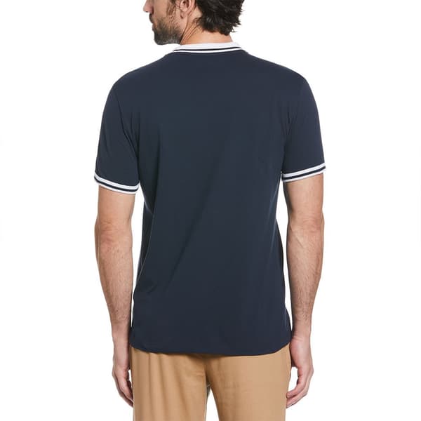 Original Penguin Organic Piqueue Ribbed Tipping T-shirt Med Korte ærmer Blå XL Mand