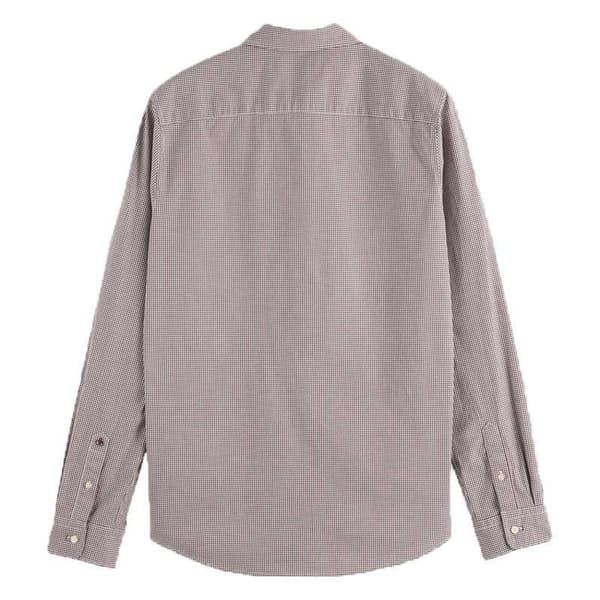 Scotch & Soda Micro Check Skjorte Med Lange ærmer Brun 2XL Mand