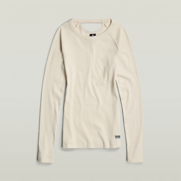 G-star Keyhole T-shirt Med Lange ærmer Beige XL Kvinde