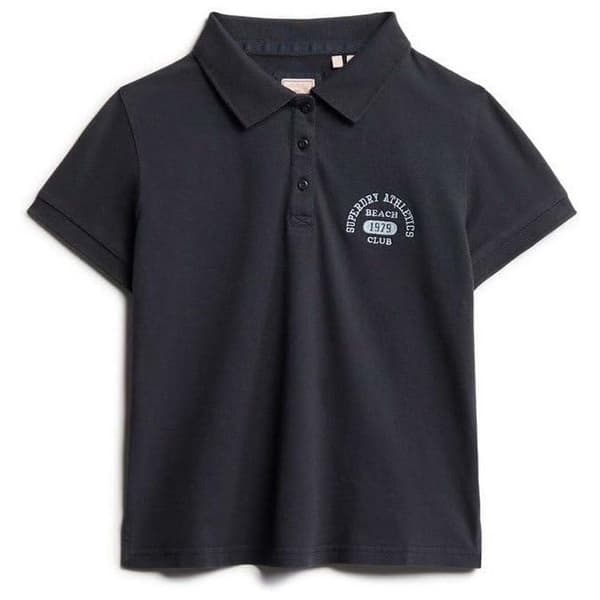 Superdry 90s Fitted Kortärmad Polotröja Svart XL Kvinna