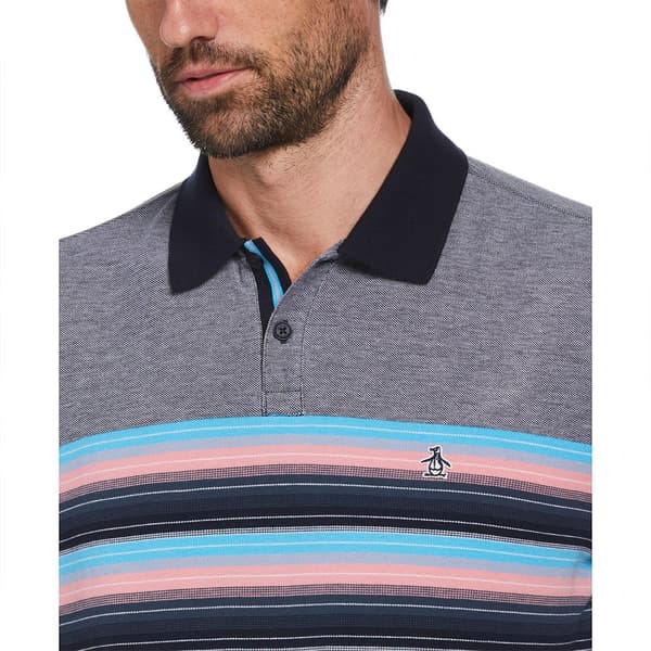 Original Penguin Birdseye Coolmax Chest Stripe Kortärmad Polotröja Blå L Man