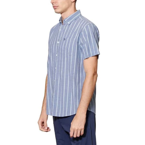 Original Penguin Crinkle Yarn Check Kortärmad Skjorta Blå M Man