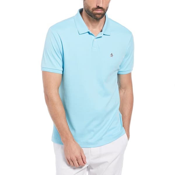 Original Penguin Daddy Organic Interlock Sticker Pete Kortärmad Polotröja Blå M Man