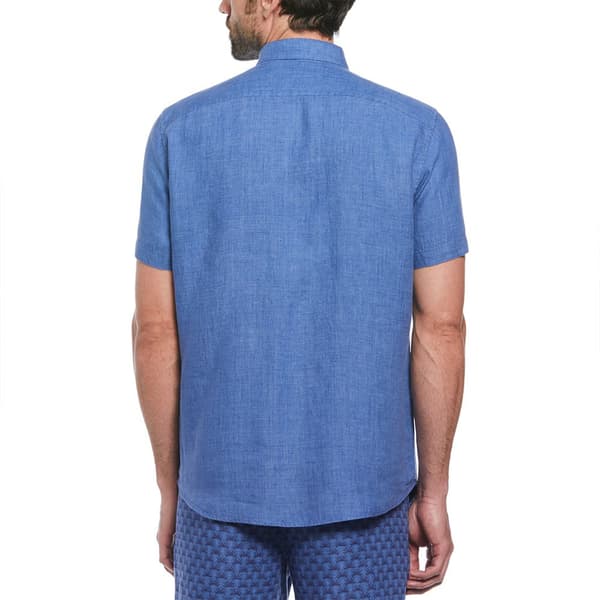 Original Penguin Delave Linen With Pocket Kortärmad Skjorta Blå M Man