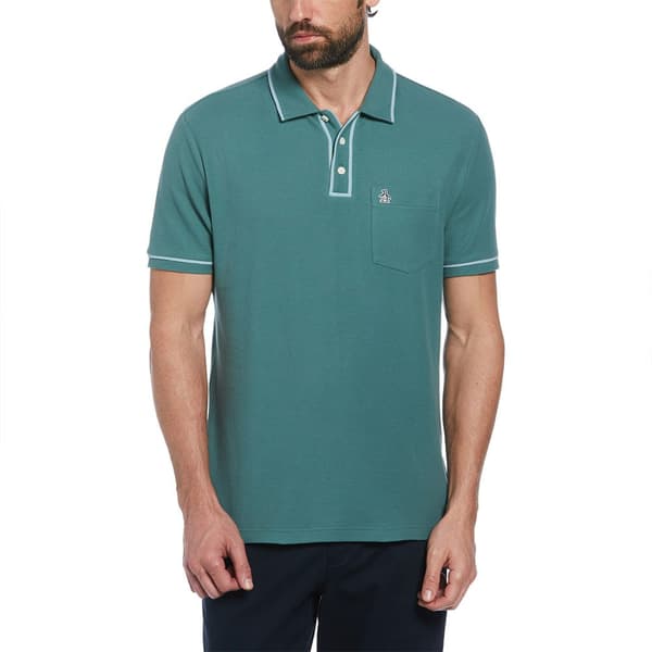 Original Penguin Earl Org Pique Sticker Pete Kortærmet Polo Grøn L Mand