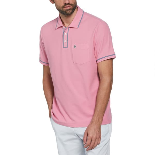 Original Penguin Earl Org Pique Sticker Pete Kortärmad Polotröja Rosa M Man