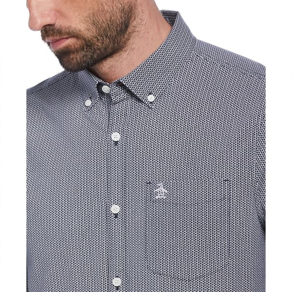 Original Penguin Eco Aop Mini Geo Skjorta Med Långa ärmar Blå L Man