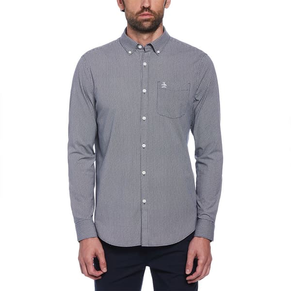 Original Penguin Eco Aop Mini Geo Skjorta Med Långa ärmar Blå L Man