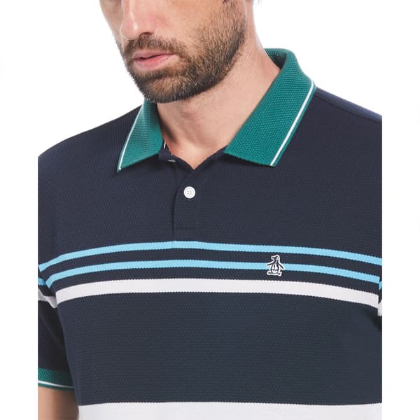 Original Penguin Honeycomb Jacquard Eng Stripe Kortärmad Polotröja Blå M Man