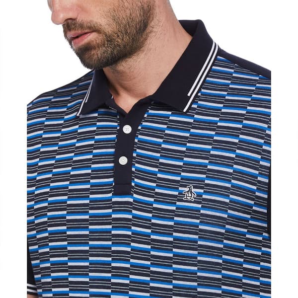 Original Penguin Jacquard Front Int Kortærmet Polo Blå L Mand
