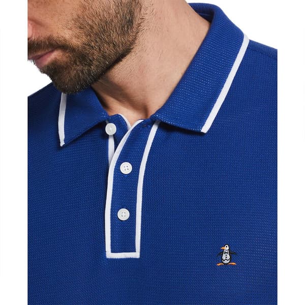 Original Penguin Organic Cotton Bentley Mesh Kortærmet Polo Blå L Mand