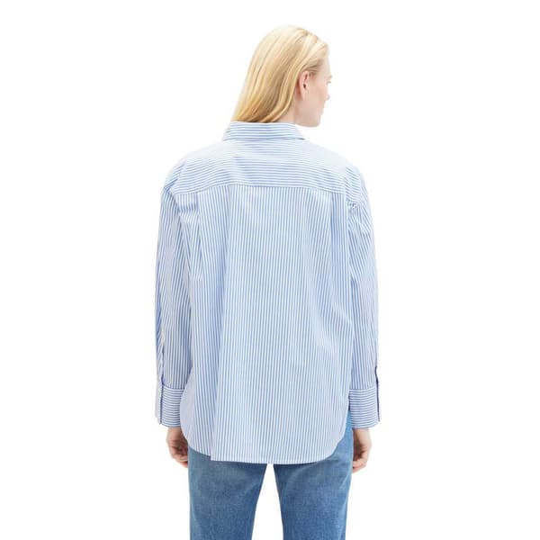 Tom Tailor Striped Poplin Skjorta Blå M Kvinna