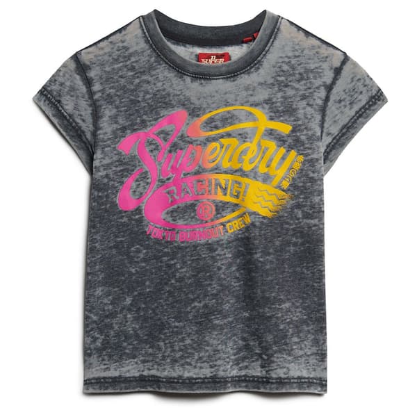 Superdry Fade Rock Graphic Cap Slv T-shirt Med Korta ärmar Grå L Kvinna
