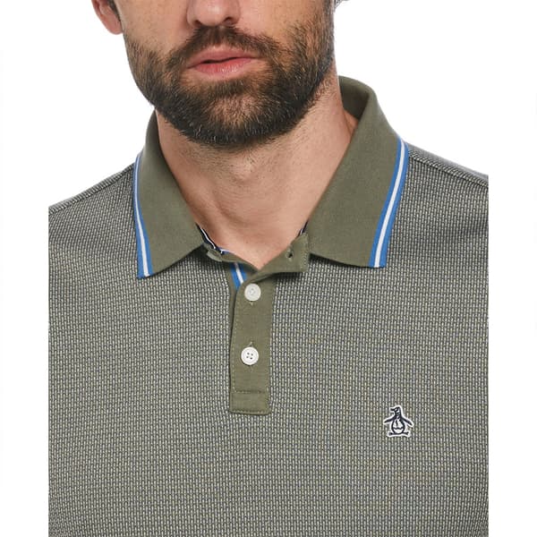 Original Penguin Ao Jacquard Tipping Kortärmad Polotröja Grå M Man
