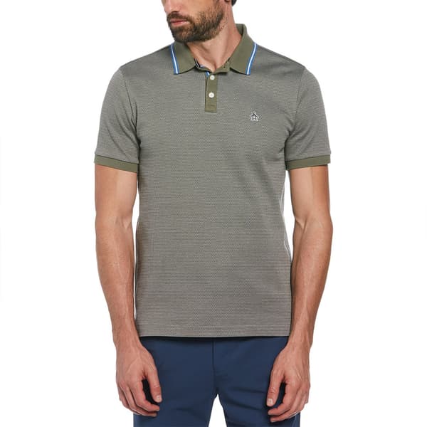 Original Penguin Ao Jacquard Tipping Kortärmad Polotröja Grå M Man