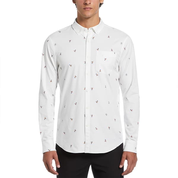 Original Penguin Eco Stretch Twill Aop Palm Pete Skjorta Med Långa ärmar Vit S Man