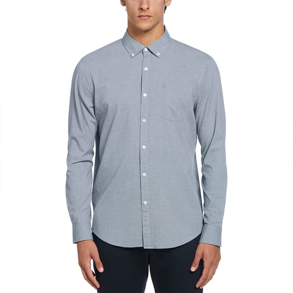 Original Penguin Solid Non Solid Crinkle Skjorte Med Lange ærmer Blå S Mand