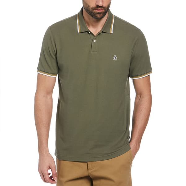 Original Penguin Tipped Organic Pique Sticker Pete Kortärmad Polotröja Grönt M Man