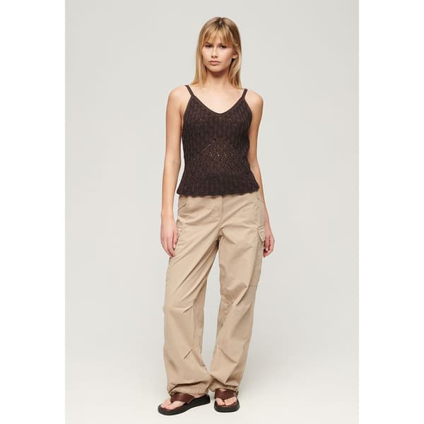 Superdry Crochet Cami ärmlös T-shirt Brun S Kvinna