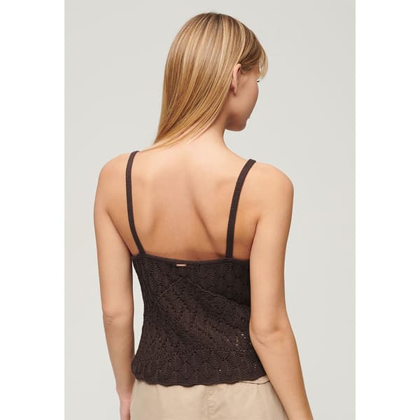 Superdry Crochet Cami ärmlös T-shirt Brun S Kvinna