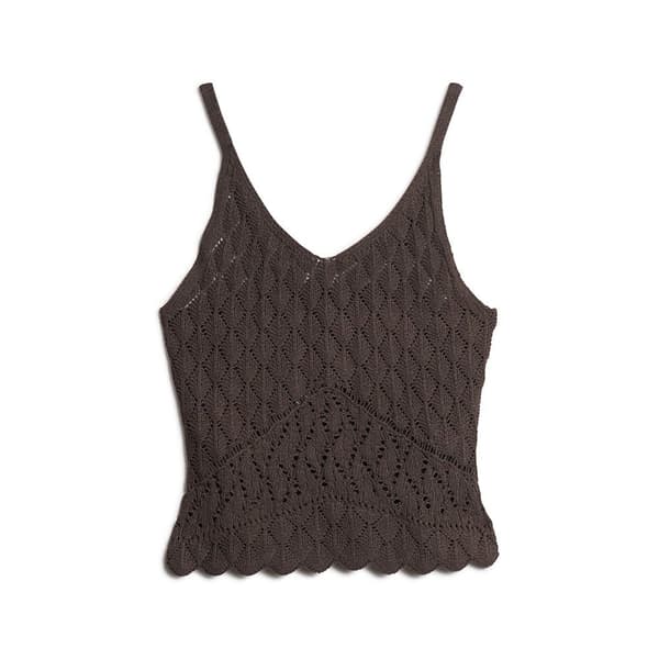 Superdry Crochet Cami ärmlös T-shirt Brun M Kvinna