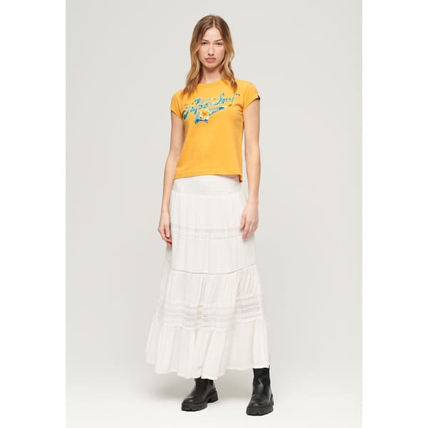 Superdry Floral Scripted T-shirt Med Korta ärmar Gul L Kvinna