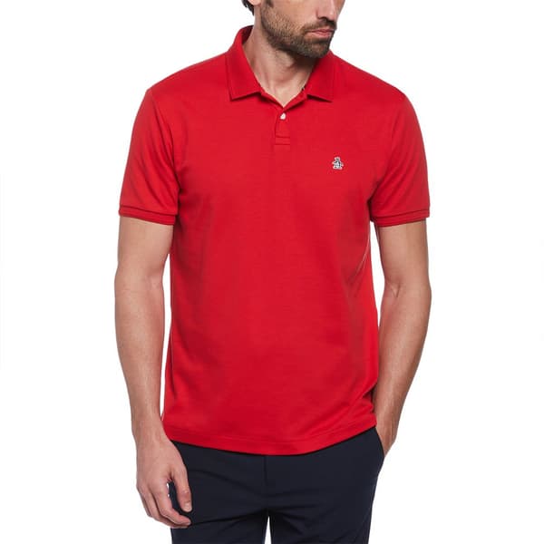 Original Penguin Daddy Organic Interlock Sticker Pete Kortärmad Polotröja Röd L Man