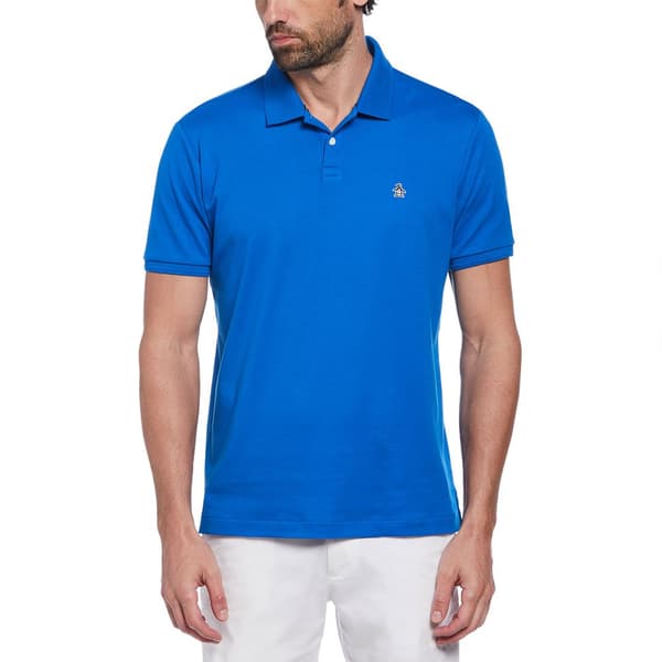 Original Penguin Daddy Organic Interlock Sticker Pete Kortärmad Polotröja Blå S Man