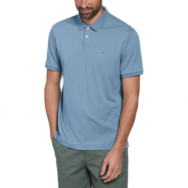 Original Penguin Daddy Organic Interlock Sticker Pete Kortärmad Polotröja Blå M Man