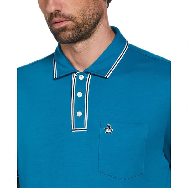 Original Penguin Earl Organic Interlock Kortärmad Polotröja Blå L Man