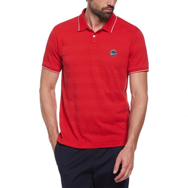 Original Penguin Honeycomb Ao Jacquard Kortærmet Polo Rød S Mand