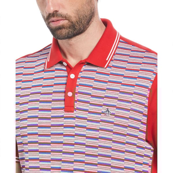 Original Penguin Jacquard Front Int Kortärmad Polotröja Röd S Man