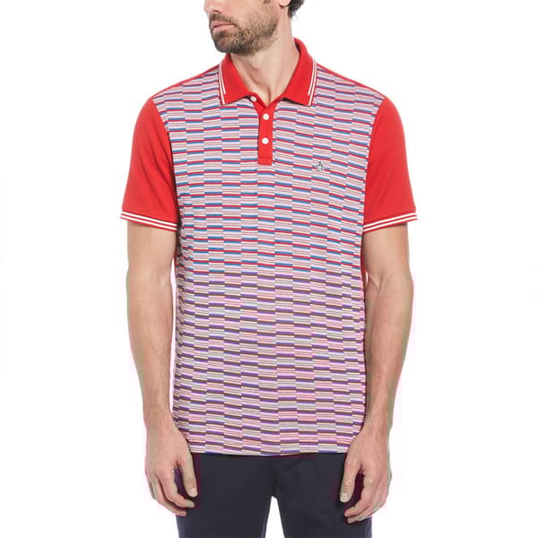 Original Penguin Jacquard Front Int Kortärmad Polotröja Röd S Man