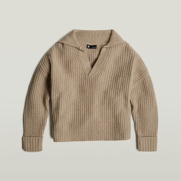 G-star D25220-d890 Heavy Polo Med Lange ærmer Beige XL Kvinde