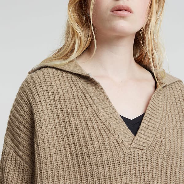 G-star D25220-d890 Heavy Polo Med Lange ærmer Beige XL Kvinde