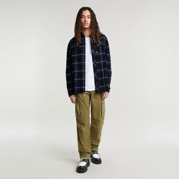 G-star Cpo Skjorte Med Lange ærmer Blå,Sort 2XL Mand