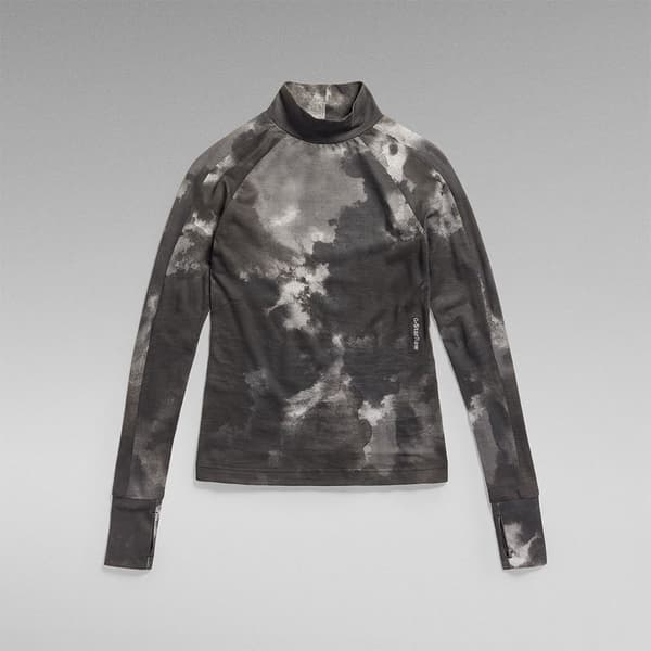 G-star Blurry Camo Langærmet T-shirt Med Høj Hals Sort 2XS Kvinde
