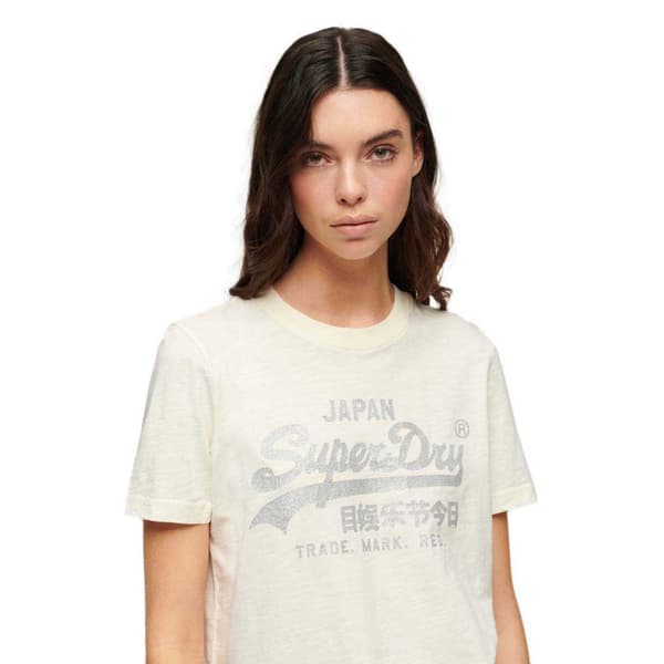 Superdry Metallic Vl Relaxed T-shirt Med Korta ärmar Beige 2XS Kvinna