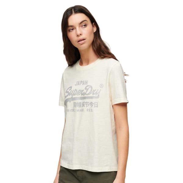 Superdry Metallic Vl Relaxed T-shirt Med Korta ärmar Beige 2XS Kvinna