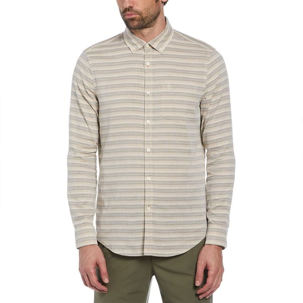 Original Penguin Cloth Stripe Pitkähihainen Kauluspaita Beige M Mies