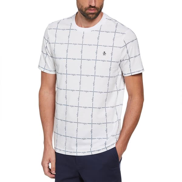 Original Penguin Aop Grid Logo T-shirt Med Korta ärmar Vit L Man