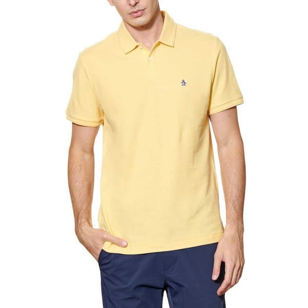 Original Penguin Daddy Organic Pique Sticker Pete Kortärmad Polotröja Gul M Man