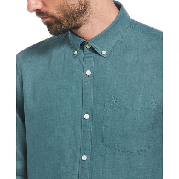 Original Penguin Delave Linen With Pocket Skjorta Med Långa ärmar Grönt M Man