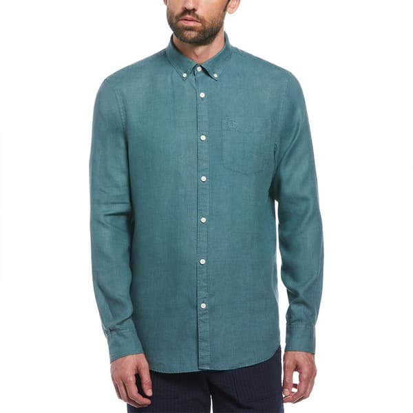 Original Penguin Delave Linen With Pocket Skjorta Med Långa ärmar Grönt M Man