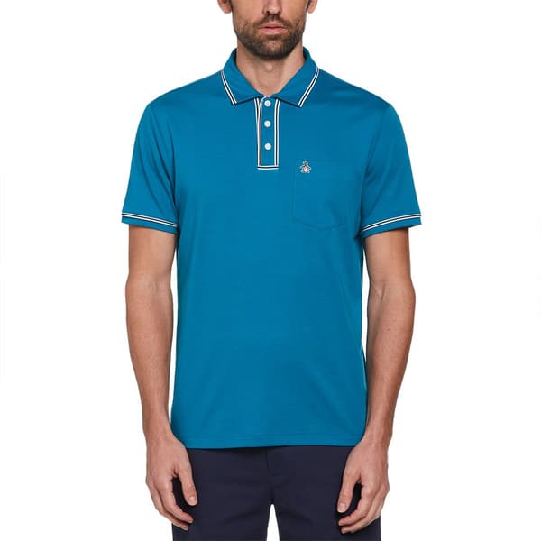 Original Penguin Earl Organic Interlock Kortærmet Polo Blå M Mand