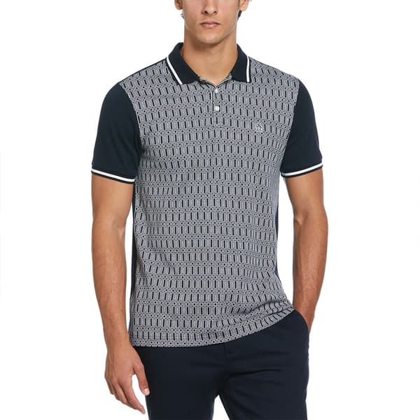 Original Penguin Jacquard Front Interlock Geometric Kortärmad Polotröja Grå XL Man
